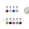 Disque rond Multi Crystal Epoxy rond en forme de jauge Tongue bague bijoux de corps